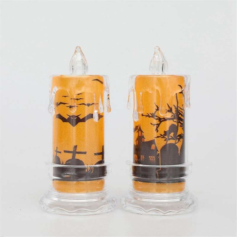 Halloween Candle Halloween Flameless Candles Light Decorative Candle Spooky Skulls Ghosts Pattern LE