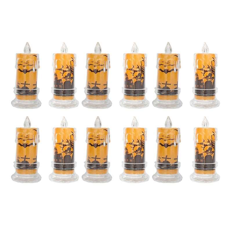Halloween Candle Halloween Flameless Candles Light Decorative Candle Spooky Skulls Ghosts Pattern LE