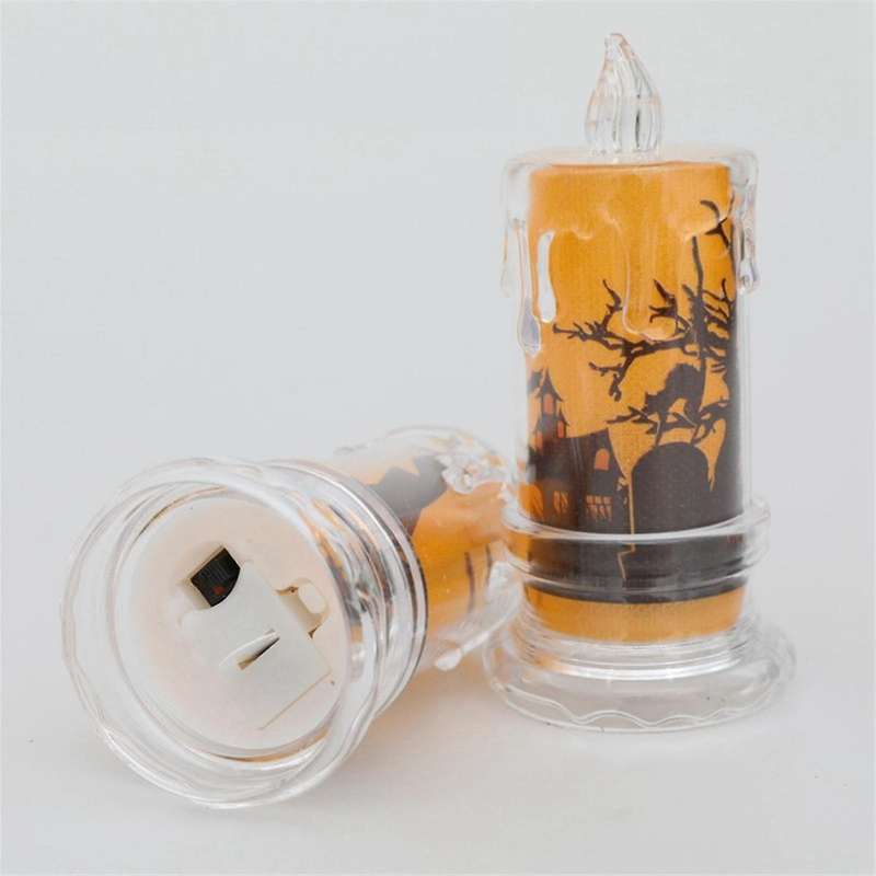 Halloween Candle Halloween Flameless Candles Light Decorative Candle Spooky Skulls Ghosts Pattern LE