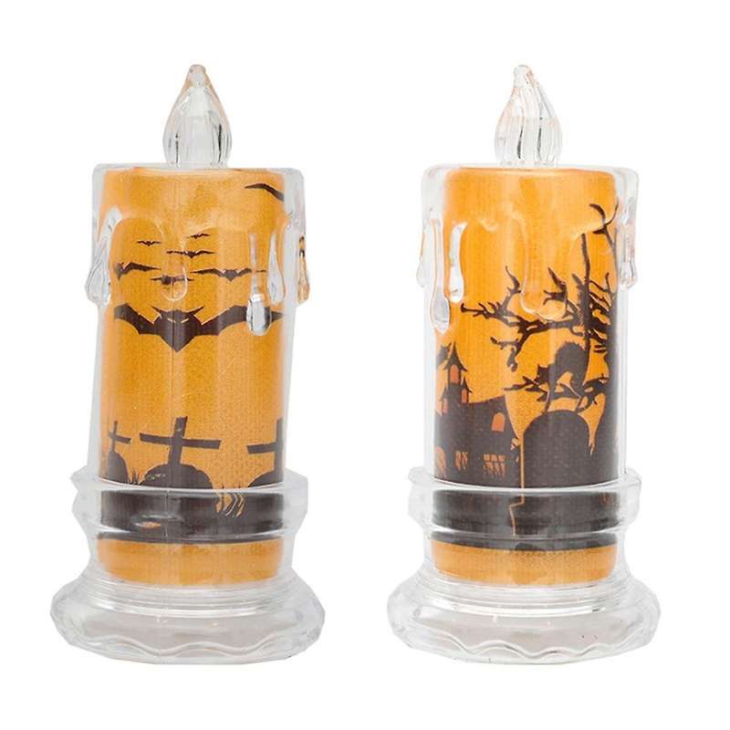 Halloween Candle Halloween Flameless Candles Light Decorative Candle Spooky Skulls Ghosts Pattern LE