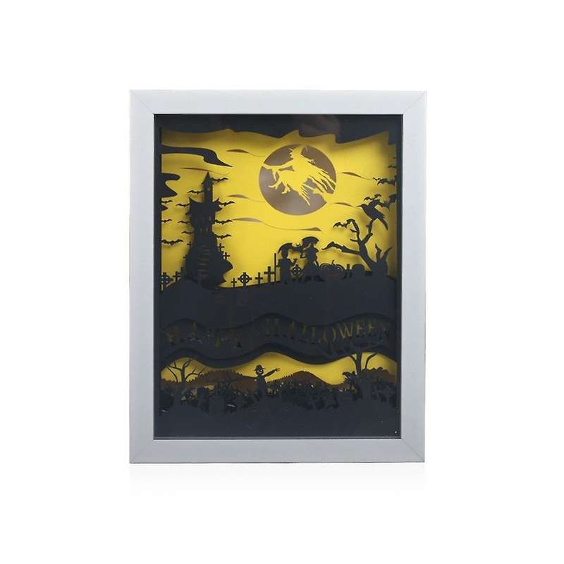 Halloween 3d Paper Carving Light, Shadow Painting Desk Lamp,papercut Light Boxes,diy Nightscape