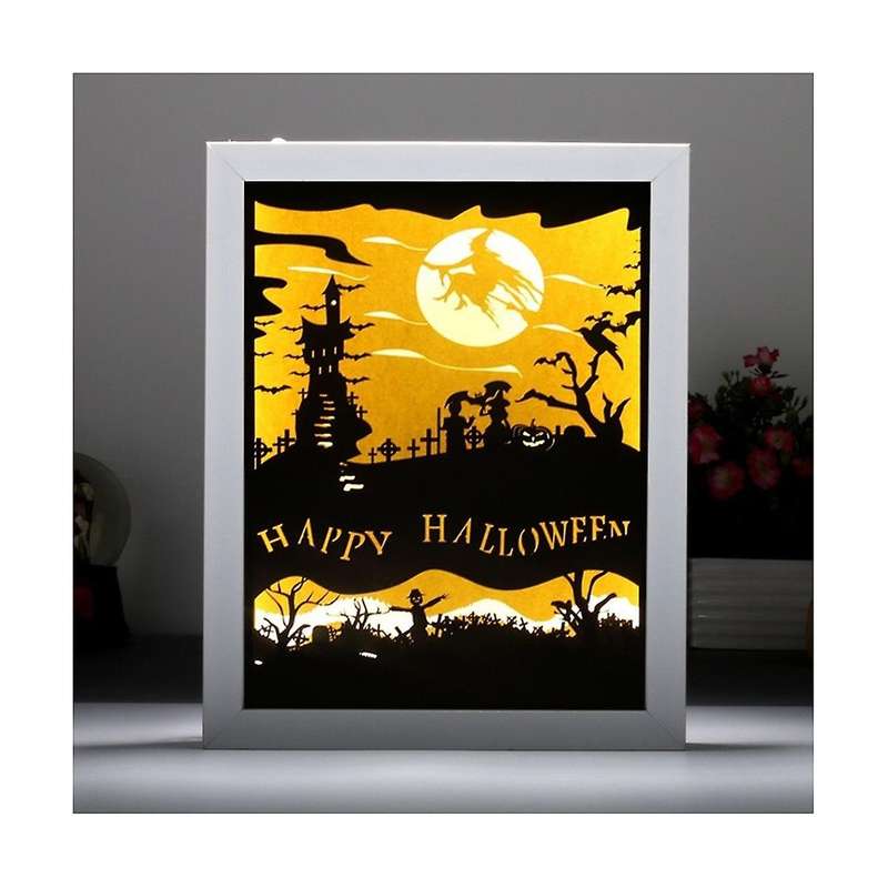Halloween 3d Paper Carving Light, Shadow Painting Desk Lamp,papercut Light Boxes,diy Nightscape