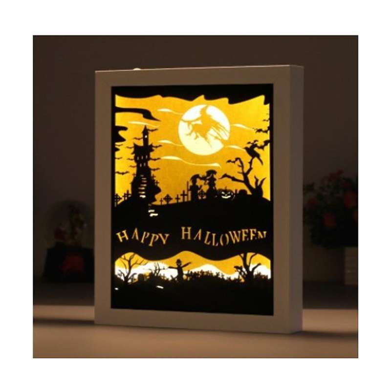 Halloween 3d Paper Carving Light, Shadow Painting Desk Lamp,papercut Light Boxes,diy Nightscape