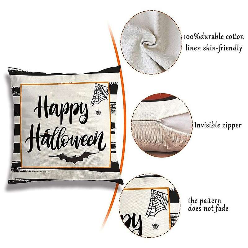 Halloween Decorations Throw Pillow Covers 18X18 Set of 4 Halloween Decor Farmhouse Pumpkin Cushion C