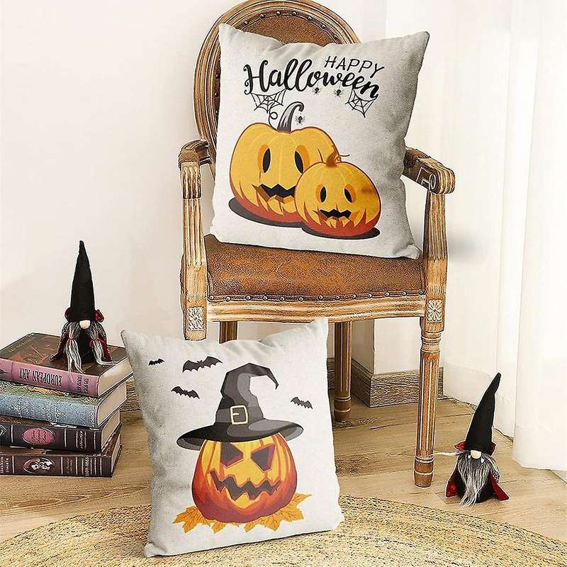 Halloween Decorations Throw Pillow Covers 18X18 Set of 4 Halloween Decor Farmhouse Pumpkin Cushion C
