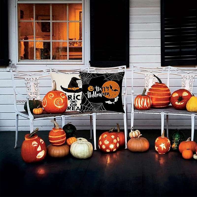 Halloween Decorations Throw Pillow Covers 18x18 Set of 4 Halloween Pillow Case for Cushion Sofa Bed