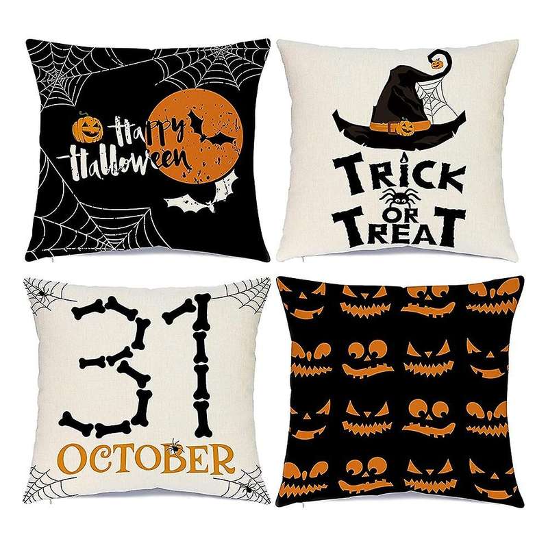 Halloween Decorations Throw Pillow Covers 18x18 Set of 4 Halloween Pillow Case for Cushion Sofa Bed