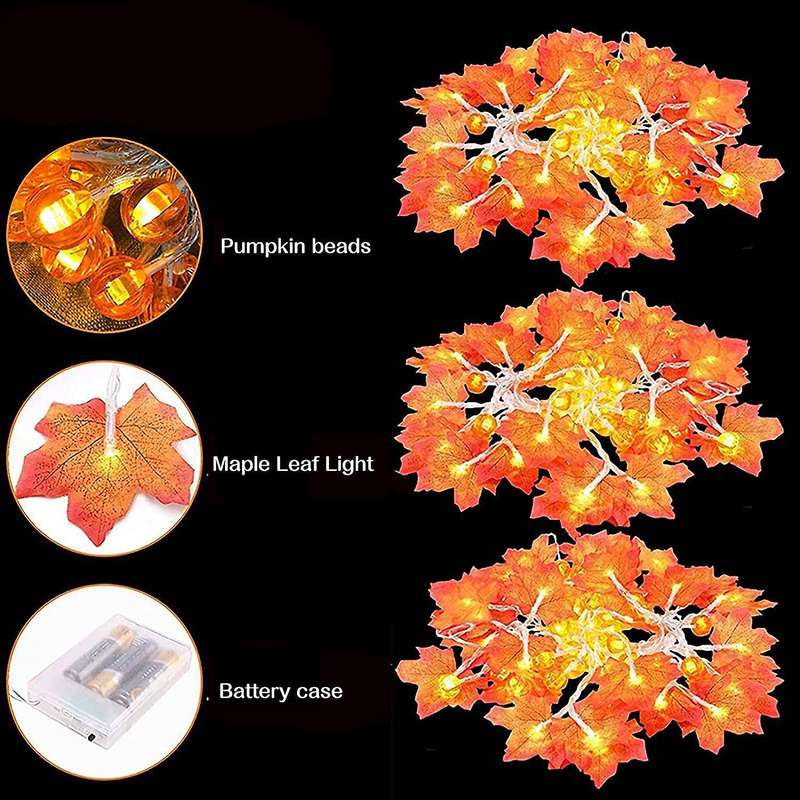 Halloween Decorations Thanksgiving Decor Pumpkin Decoration Halloween Lights, 20 Led Lighted Garland