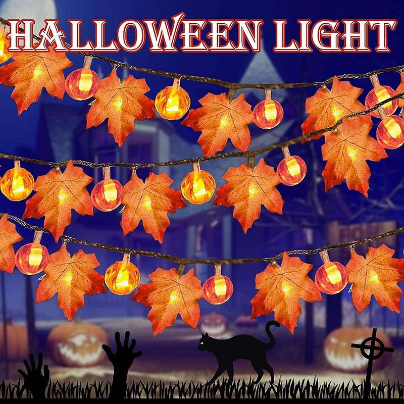 Halloween Decorations Thanksgiving Decor Pumpkin Decoration Halloween Lights, 20 Led Lighted Garland