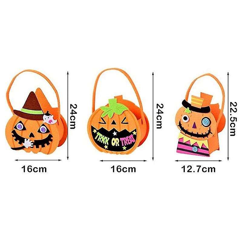 Halloween Candy Felt Holder Bag Halloween Party Pumpkin Candy Bucket Gift Bags for Snacks for Kids-B