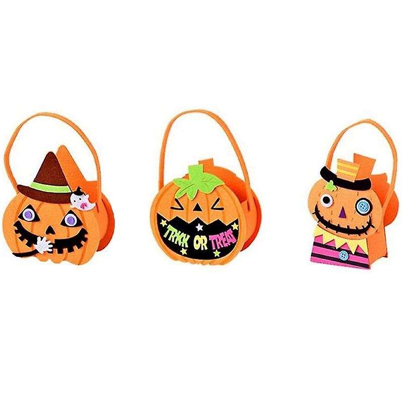 Halloween Candy Felt Holder Bag Halloween Party Pumpkin Candy Bucket Gift Bags for Snacks for Kids-B