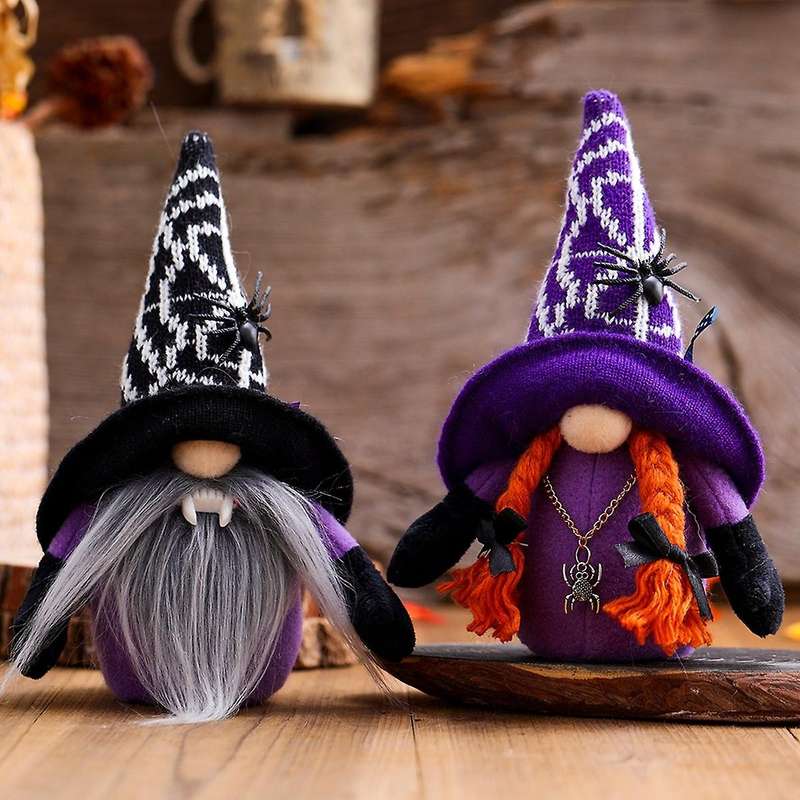 Halloween Decoration Faceless Dwarf Doll Ornaments Doll Spider Bat Party Decorations Black