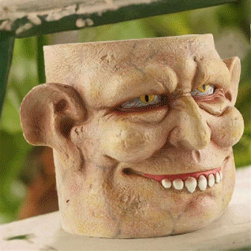 Halloween Horror Human Face Flower Pot Home Decoration Indoor Resin Cactus Fleshy Flower Pot Balcony