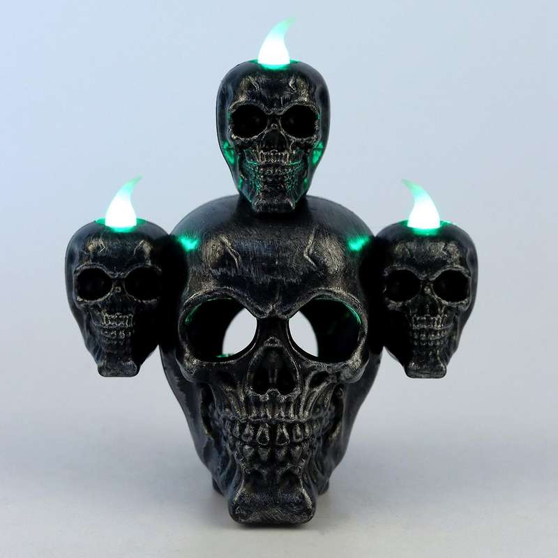 Halloween Horror Skull Head Light Pumpkin Lamp Electronic Candle Light Haunted House Decorations Hom