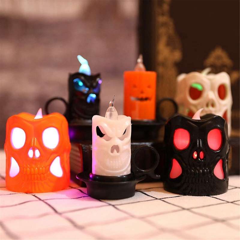 Halloween LED Candle Halloween Skeleton Pumpkin Decor Halloween Candles Pumpkin Halloween Electric C