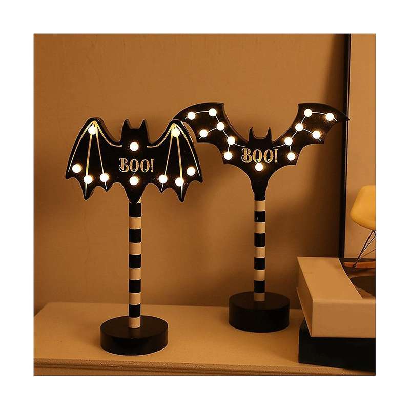 Halloween Ghost Festival Modeling Lights Pumpkin Bat Decorative Lights Wooden Halloween Lights