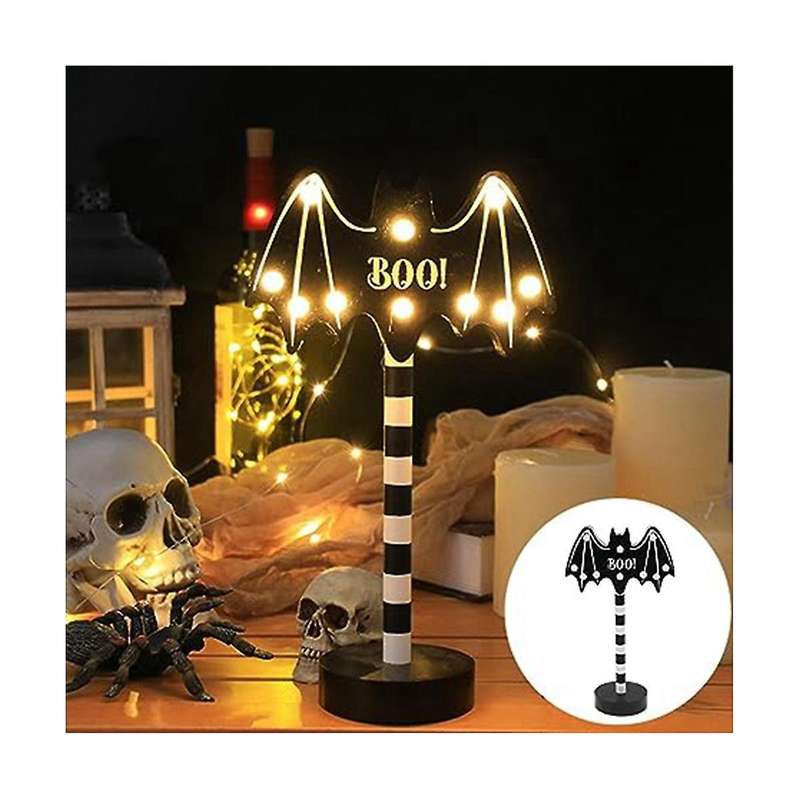 Halloween Ghost Festival Modeling Lights Pumpkin Bat Decorative Lights Wooden Halloween Lights