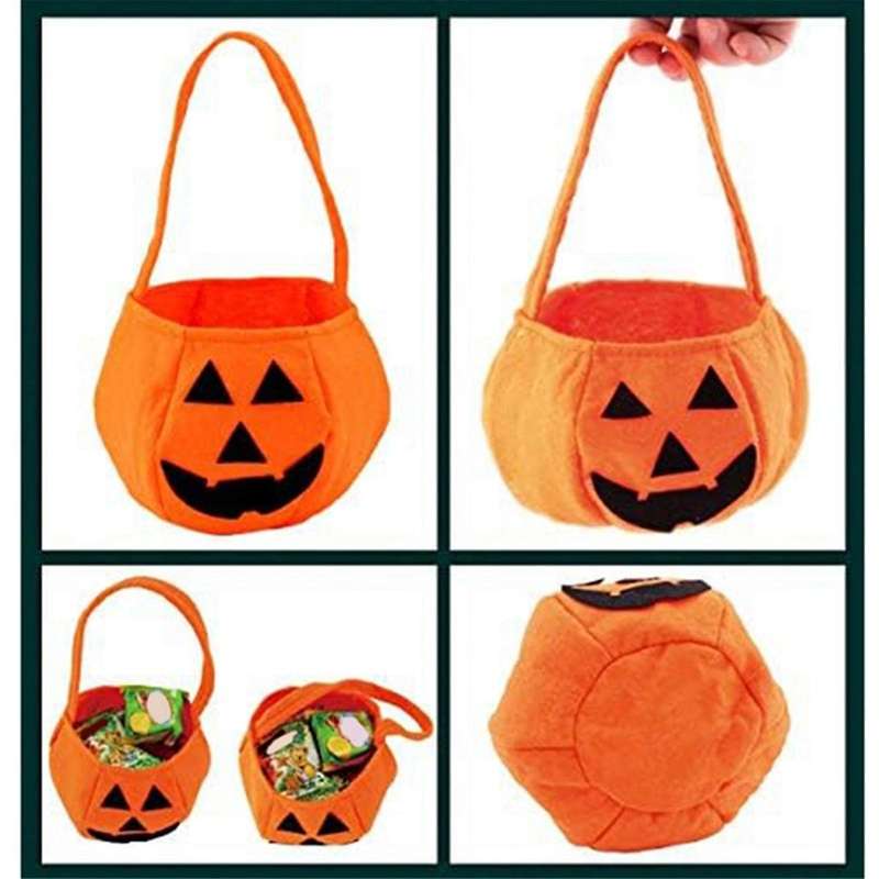 Halloween Pumpkin Candy Bags for Kids,Trick-Or-Treat,Pumpkin Buckets Trick-Or-Treat Bags Holder Hand