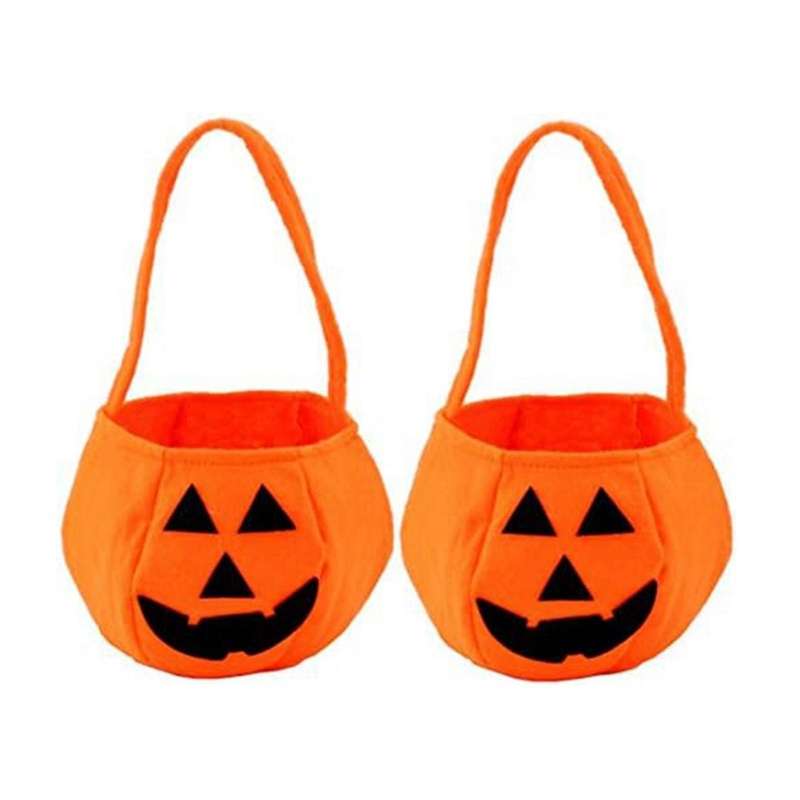 Halloween Pumpkin Candy Bags for Kids,Trick-Or-Treat,Pumpkin Buckets Trick-Or-Treat Bags Holder Hand