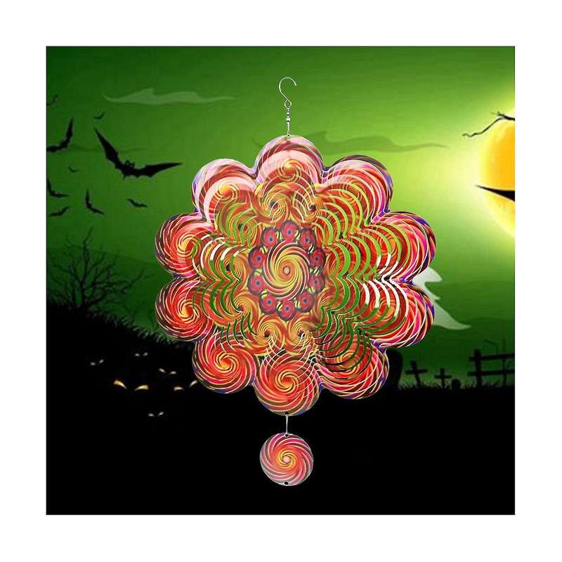 Halloween Lollipop Wind Spinner Rotating Garden Hanging Decor Kinetic Sculpture Wind Chime Yard Holi