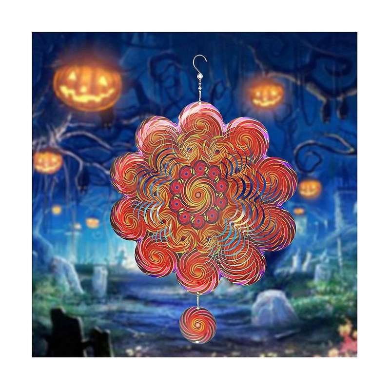 Halloween Lollipop Wind Spinner Rotating Garden Hanging Decor Kinetic Sculpture Wind Chime Yard Holi