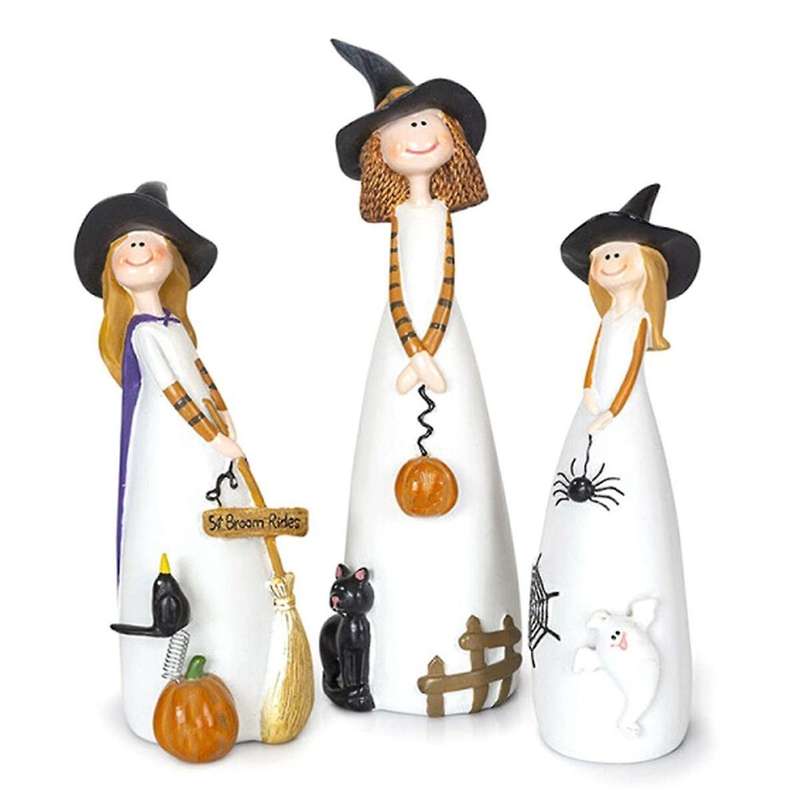 Halloween New Witch Resin Statue Home Cute Witch Resin Desktop Ornaments