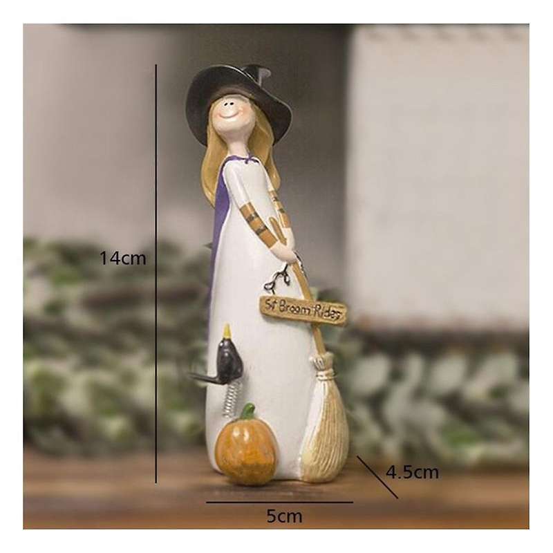 Halloween New Witch Resin Statue Home Cute Witch Resin Desktop Ornaments