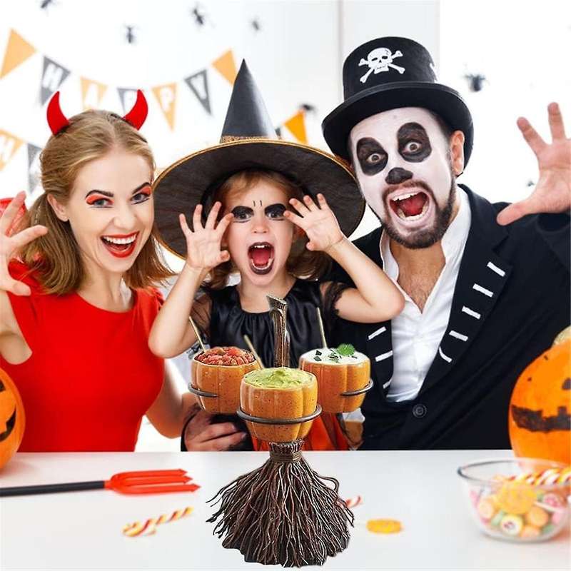 Halloween Pumpkin Snack Bowl Stand, Halloween Broomstick Snack Bowl Stand, Pumpkin Snack Tray, Detac
