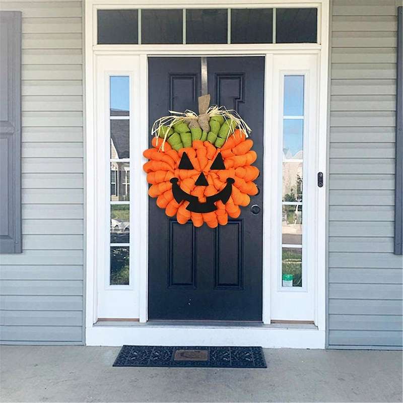 Halloween Pumpkin Door Hanging Wreath Decorations Party Supplies Sturdy Welcome Sign for Autumn Harv