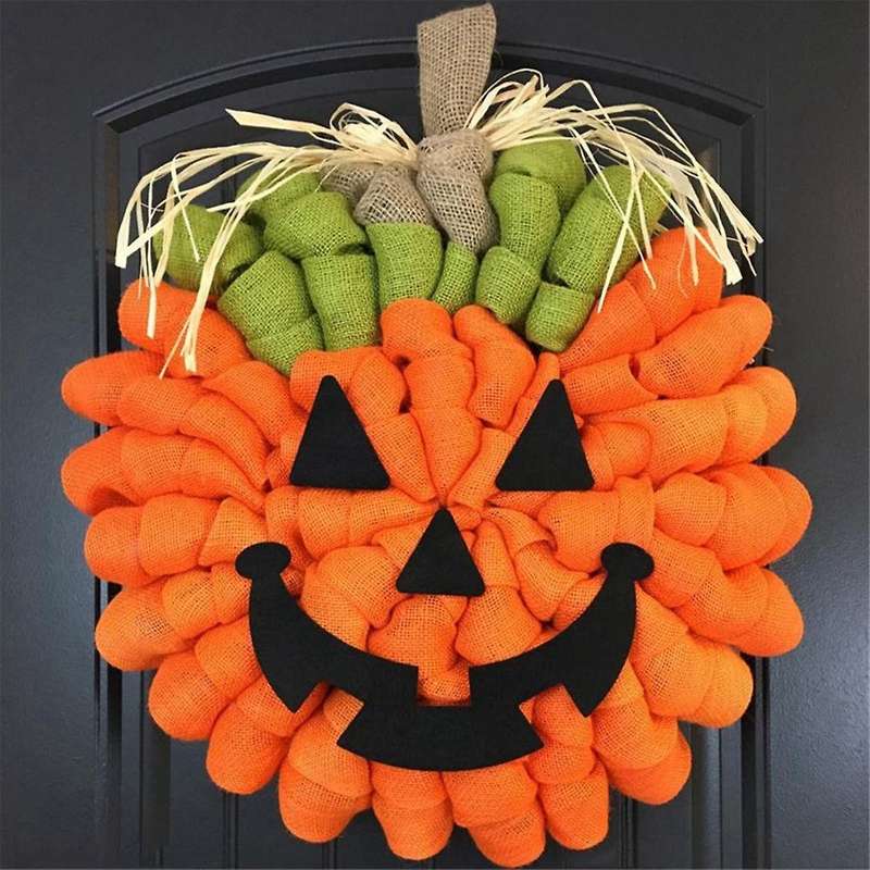 Halloween Pumpkin Door Hanging Wreath Decorations Party Supplies Sturdy Welcome Sign for Autumn Harv