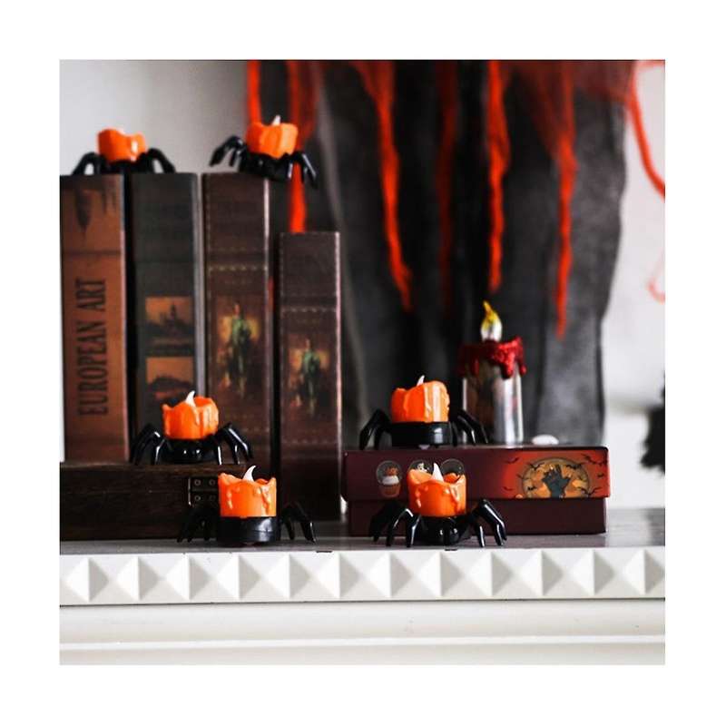 Halloween Spider Led Candle Light Pumpkin Lamp for Halloween Party Home Ornaments Haunted House Horr