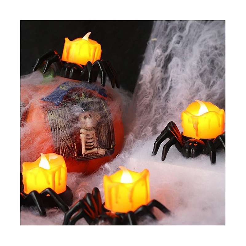 Halloween Spider Led Candle Light Pumpkin Lamp for Halloween Party Home Ornaments Haunted House Horr