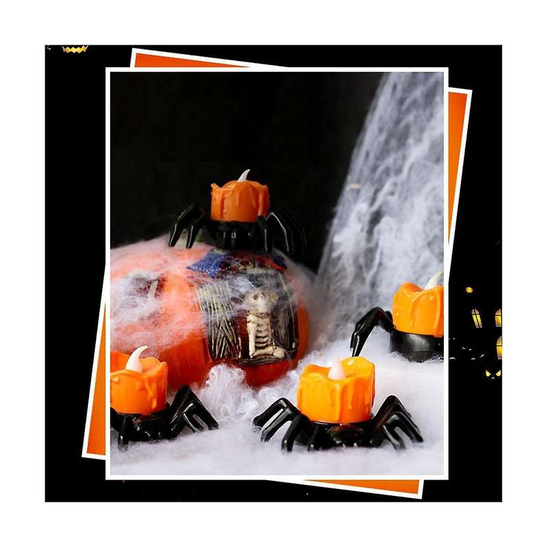 Halloween Spider Led Candle Light Pumpkin Lamp for Halloween Party Home Ornaments Haunted House Horr