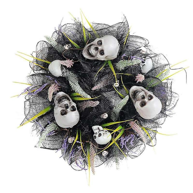 Halloween Skull Wreath, Halloween Wreath, Artificial Skull Wreath for Indoor Party Home