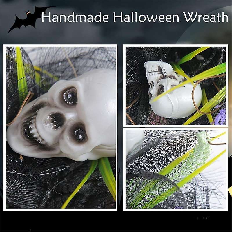 Halloween Skull Wreath, Halloween Wreath, Artificial Skull Wreath for Indoor Party Home