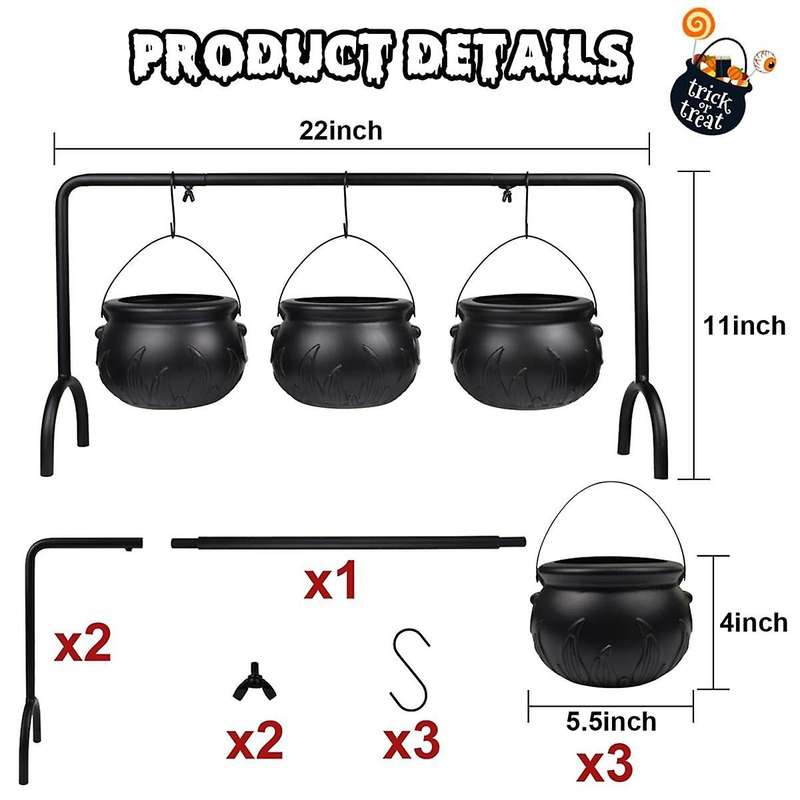 Halloween Witch Cauldron Candy Serving Bowl Decor Spooky Candy Bucket Punch Bowls Cauldron Bowls wit
