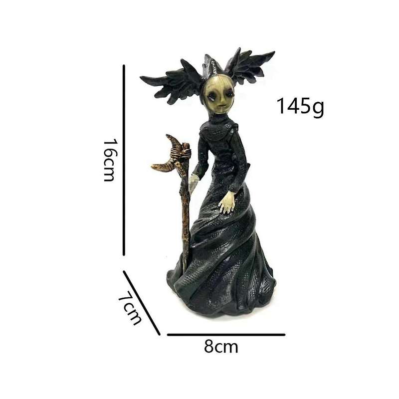 Halloween Witch Minifigure Statue Resin Creepy Witch Sculptures Garden Decoration for Home Desktop G
