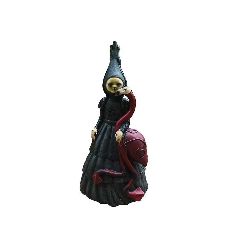 Halloween Witch Minifigure Statue Resin Creepy Witch Sculptures Garden Decoration for Home Desktop G