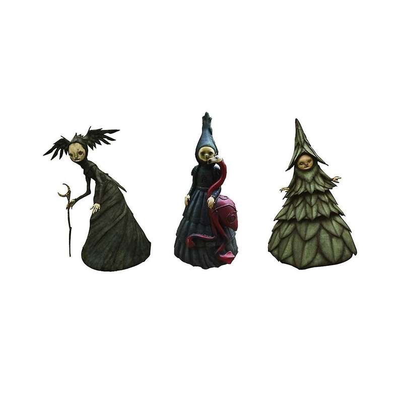 Halloween Witch Minifigure Statue Resin Creepy Witch Sculptures Garden Decoration for Home Desktop G