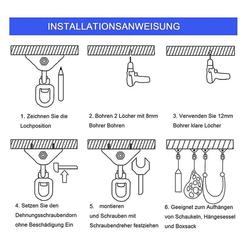 Hammock Hanging Kit,heavy Duty Hanging Chair 360 Rotate Hanging Swing Hooks for Yoga ,chair ,tree