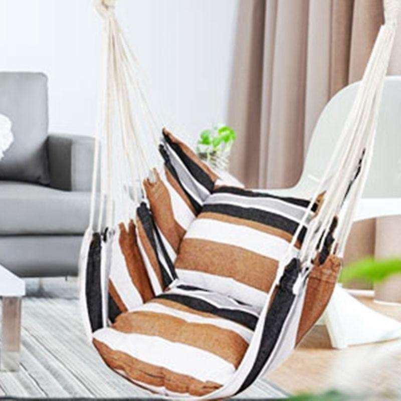 Hammock Chair Hanging Rope Swing Seat for Indoor Outdoor, Cotton Weave Hammock Swing for Bedroom Pat