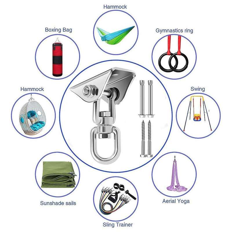 Hammock Chair Hanging Hardware Kit with Chain and Spring,Porch Swing Hanger,360 Swivel Ceiling Hook