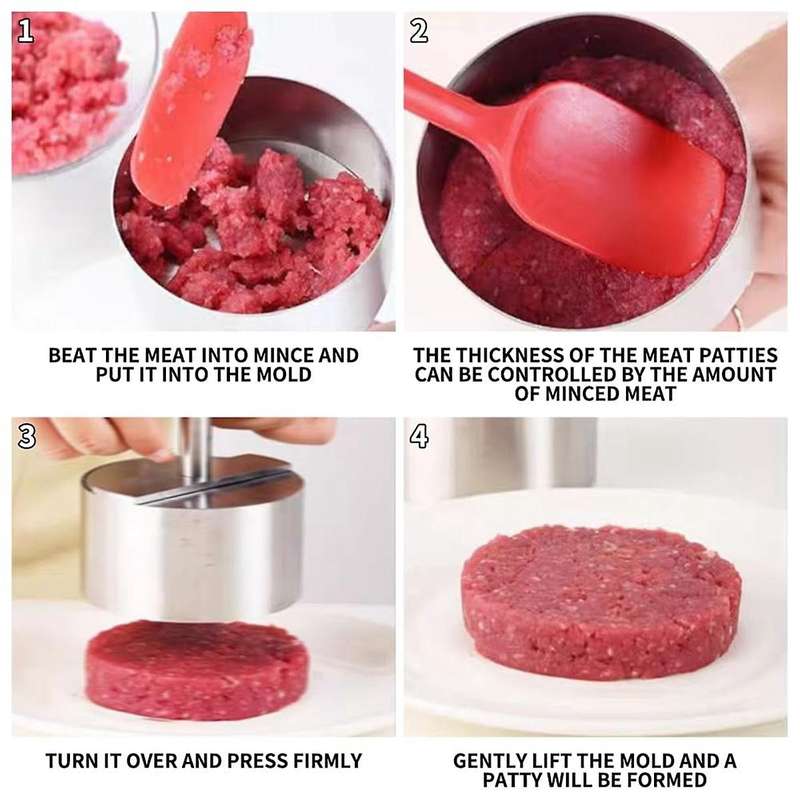 Hamburger Press,Round Burger Patty Maker,Non-Stick Adjustable Stainless Steel Hamburger Press Patty