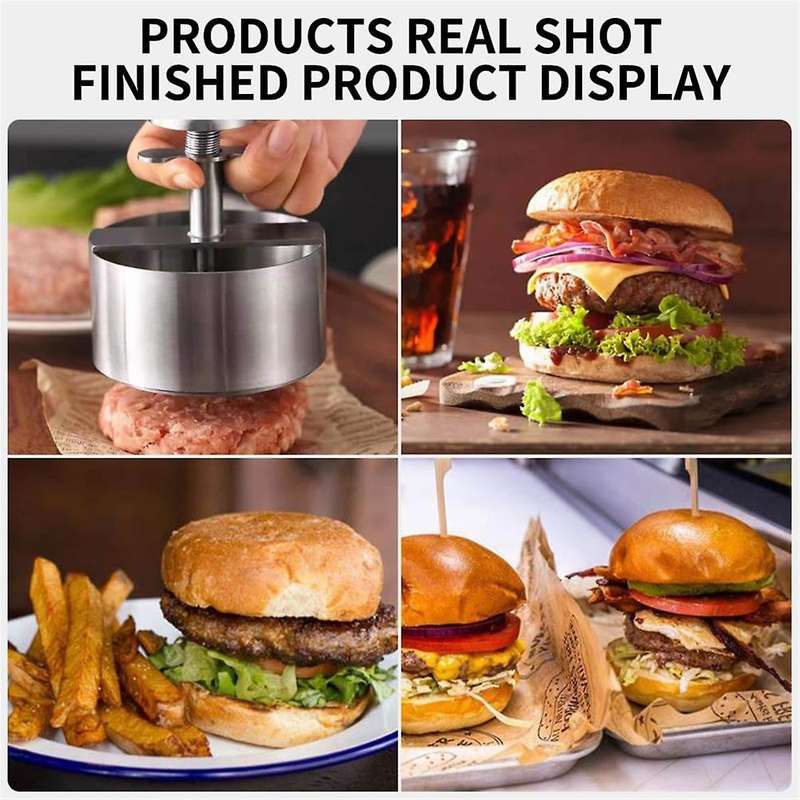 Hamburger Press,Round Burger Patty Maker,Non-Stick Adjustable Stainless Steel Hamburger Press Patty