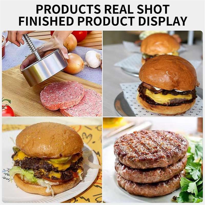 Hamburger Press,Round Burger Patty Maker,Non-Stick Adjustable Stainless Steel Hamburger Press Patty