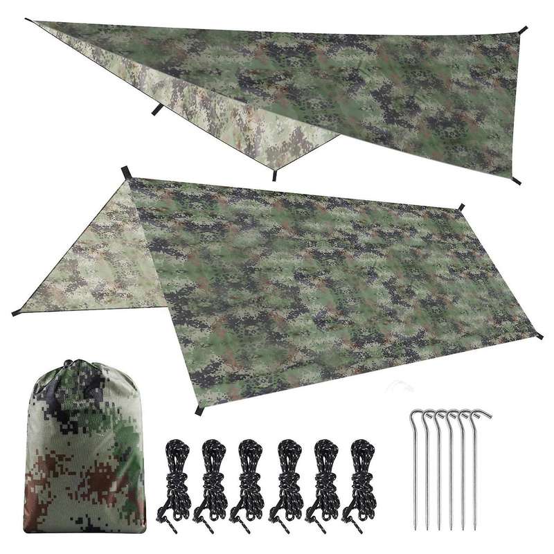 Hammock Rain Fly Tent Tarp 10 x 10 FT Waterproof Camping Tarp Shelter UV Protection Ripstop Nylon Pi