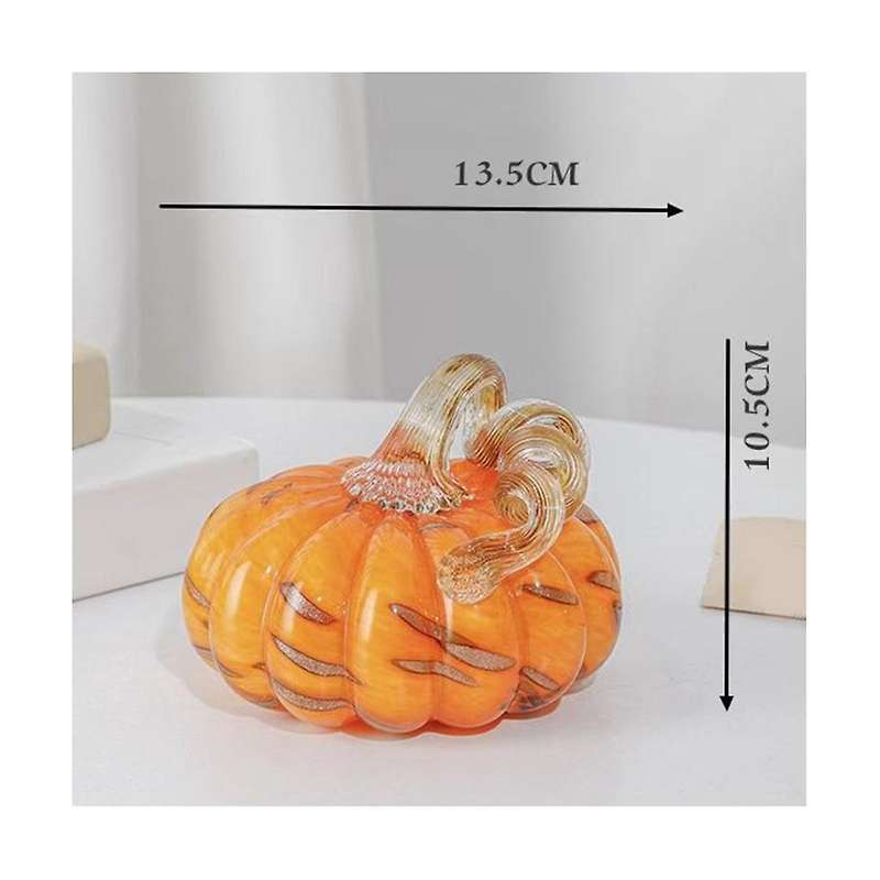 Hand Blown Glass Orange Pumpkin Figurines Crystal Pumpkin Home Decor Collectible Figurine Home Decor
