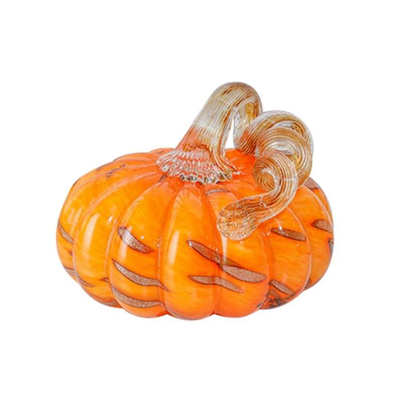Hand Blown Glass Orange Pumpkin Figurines Crystal Pumpkin Home Decor Collectible Figurine Home Decor