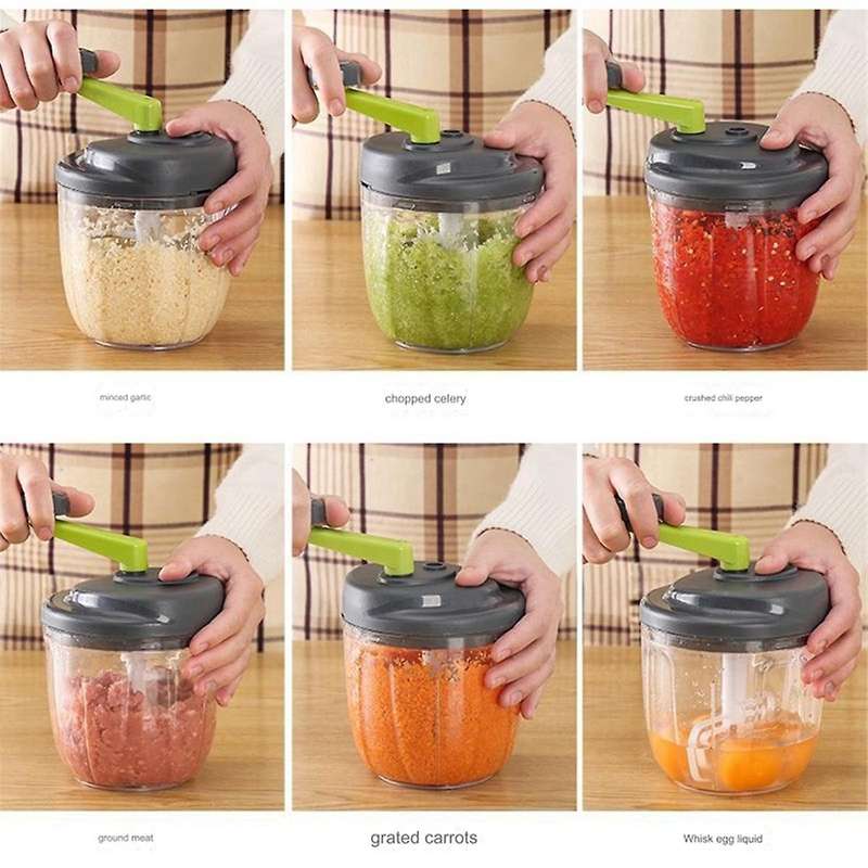 Hand Chopper, Manual Food Chopper, Hand Crank Onion Spinner, Food Chopper with Container, Rotary On