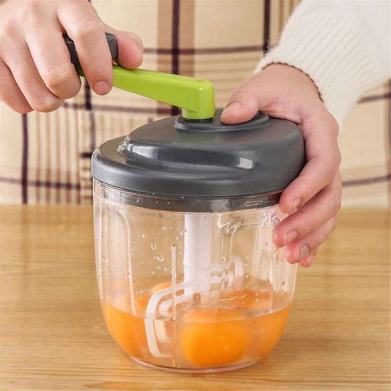 Hand Chopper, Manual Food Chopper, Hand Crank Onion Spinner, Food Chopper with Container, Rotary On